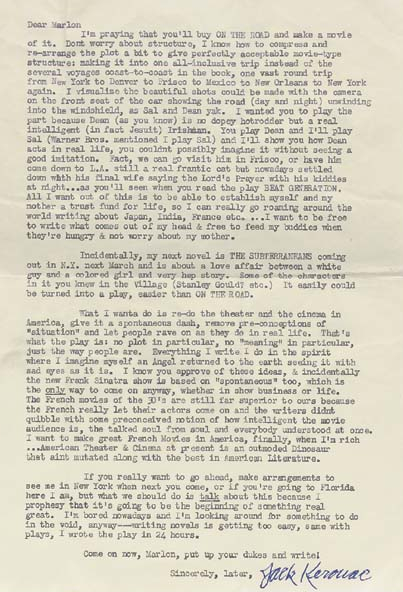 Carta de Jack Kerouac a Marlon Brando